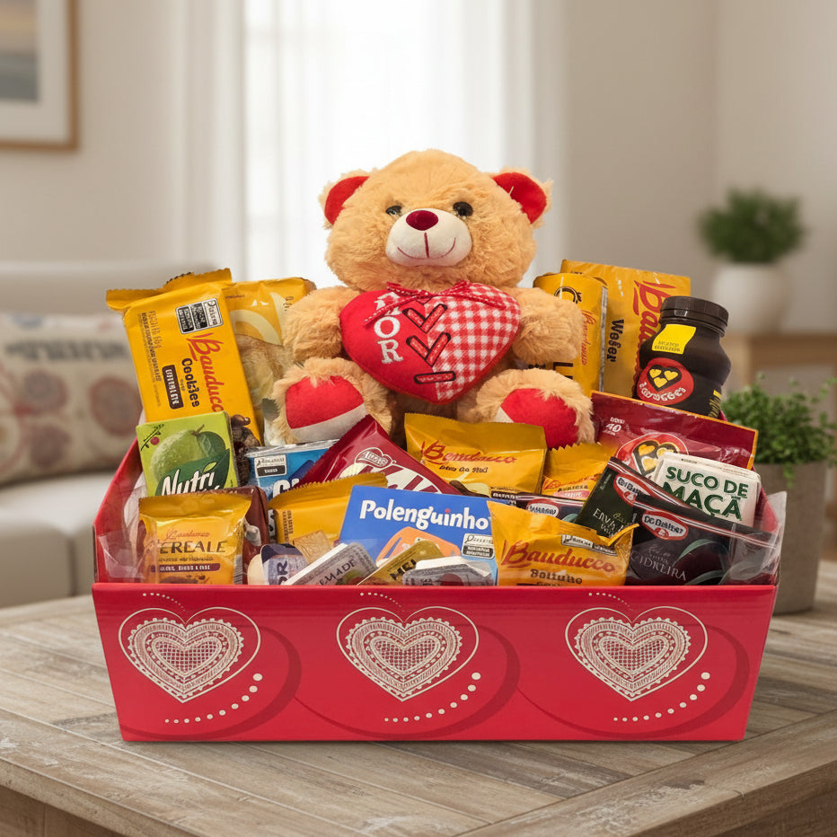Romantic Breakfast with 'I Love You' Bear