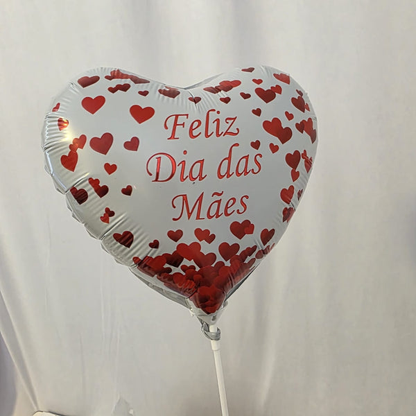 "Feliz Dia das Mães" Heart Balloon (Happy Mother's Day)