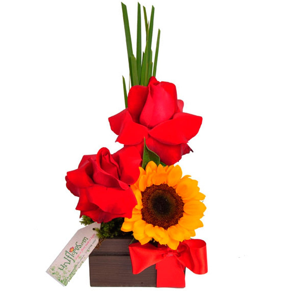 Light & Love Sunflower and Rose Arrangement