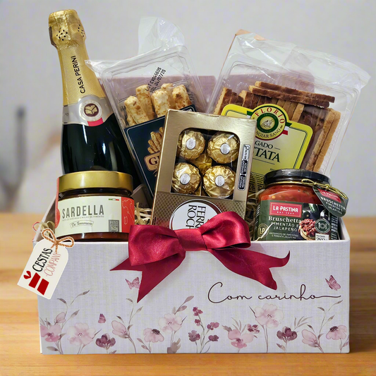 Gourmet Basket with Brut Sparkling Wine & Chocolates