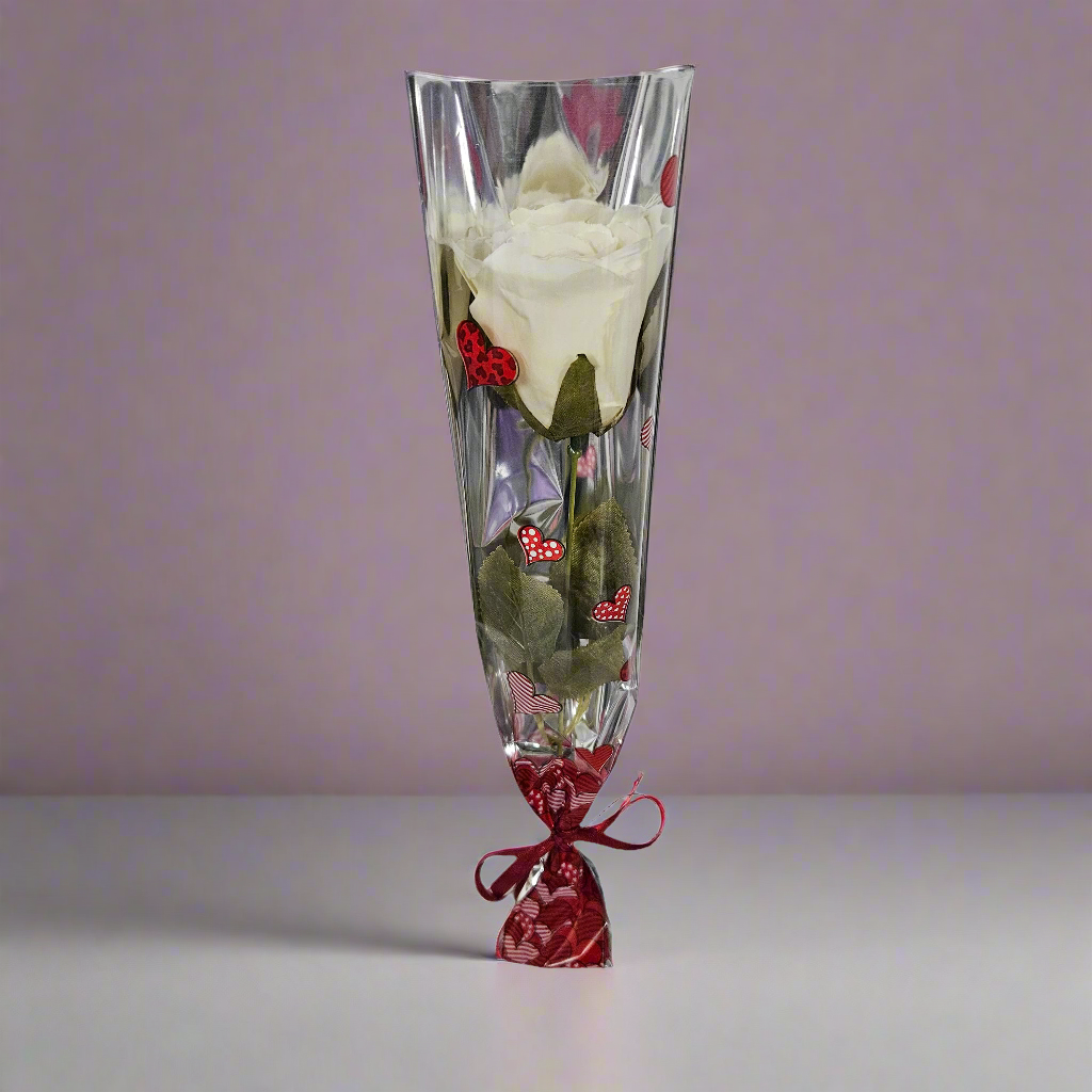 Bocciolo di rosa bianca, confezione regalo