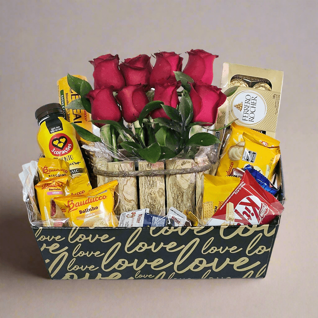 Love Basket with Roses & Chocolates