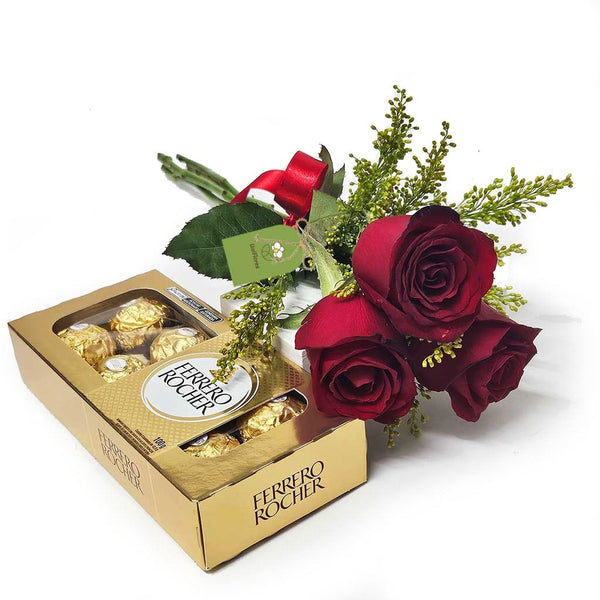 Rose Bouquet with Ferrero Rocher Chocolates