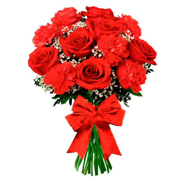 Charming Passion Bouquet - Red Roses & Carnations