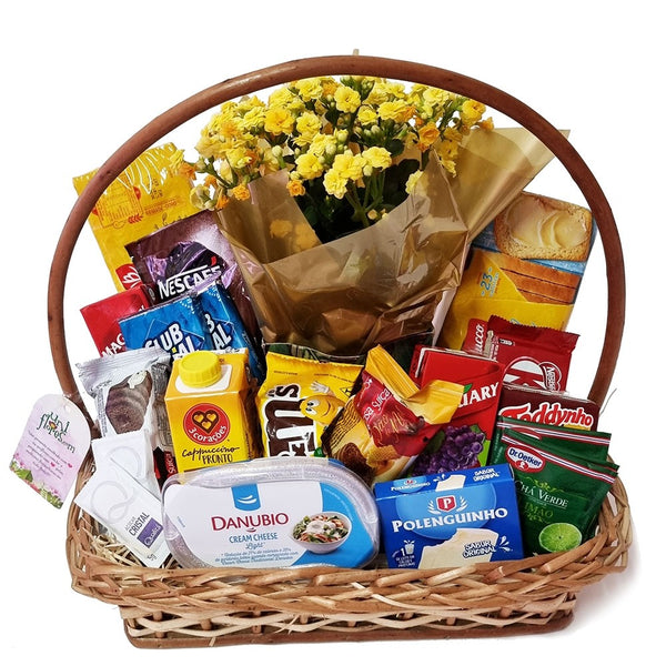 Complete Breakfast Basket with Flowers