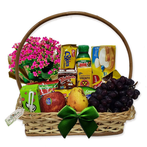 Delicate Breakfast Basket with Flowers & Fruits