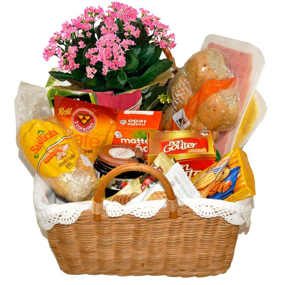 Breakfast Basket with Flowers & Charcuterie
