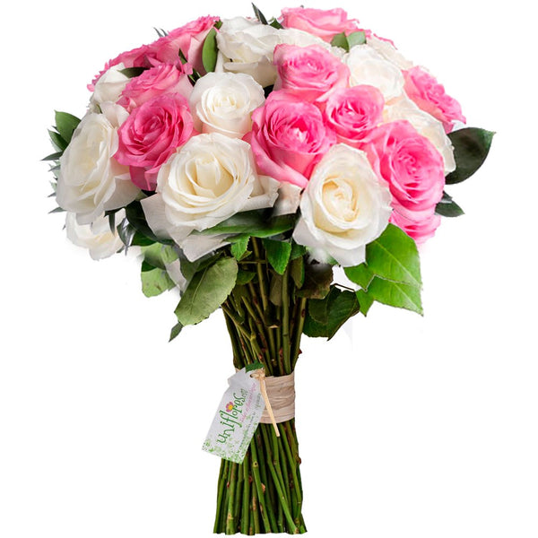 Pink and White Roses Bouquet